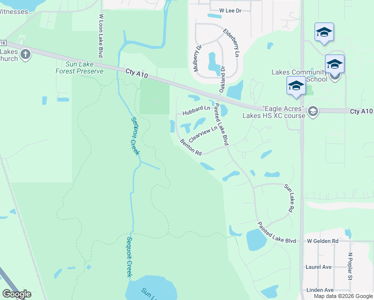 map of restaurants, bars, coffee shops, grocery stores, and more near 1310 Benton Road in Lake Villa