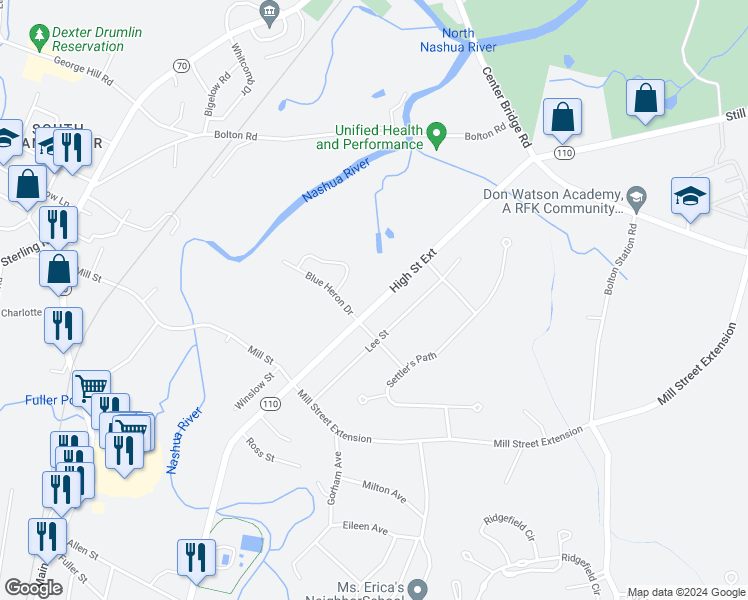 map of restaurants, bars, coffee shops, grocery stores, and more near 220 High Street in Lancaster