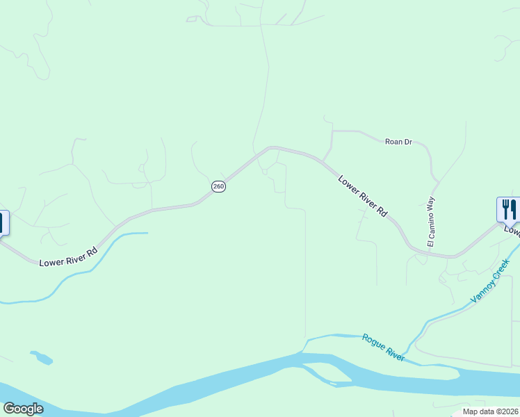 map of restaurants, bars, coffee shops, grocery stores, and more near 6661 Lower River Road in Grants Pass