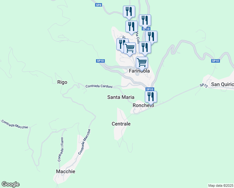 map of restaurants, bars, coffee shops, grocery stores, and more near 5 Contrada Santa Maria in Santa Maria