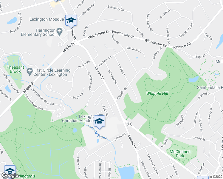 map of restaurants, bars, coffee shops, grocery stores, and more near 181 Lowell Street in Lexington