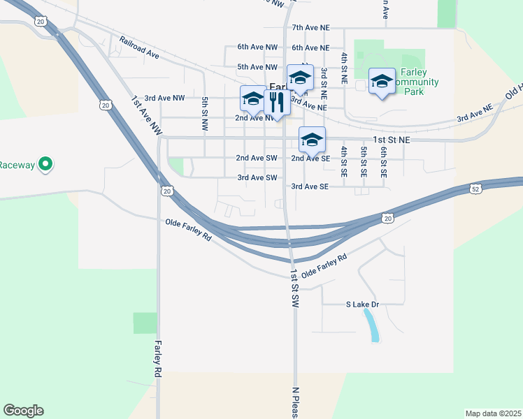 map of restaurants, bars, coffee shops, grocery stores, and more near 310 Browns Court in Farley