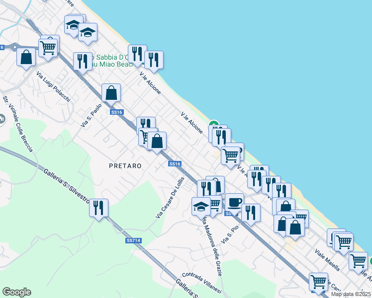 map of restaurants, bars, coffee shops, grocery stores, and more near 17 Viale Monte Sirente in Francavilla al Mare