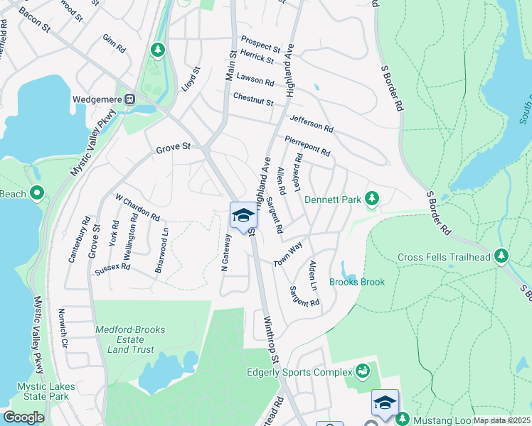 map of restaurants, bars, coffee shops, grocery stores, and more near 24 Sargent Road in Winchester