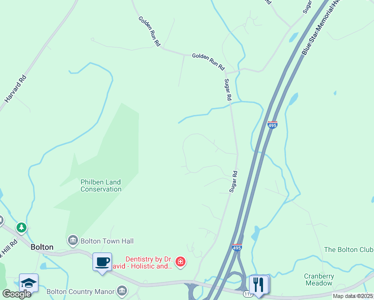 map of restaurants, bars, coffee shops, grocery stores, and more near 25 Powder Hill Road in Bolton