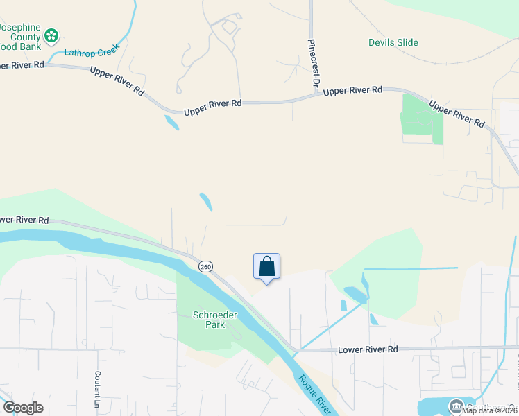 map of restaurants, bars, coffee shops, grocery stores, and more near 3290 Lower River Road in Grants Pass