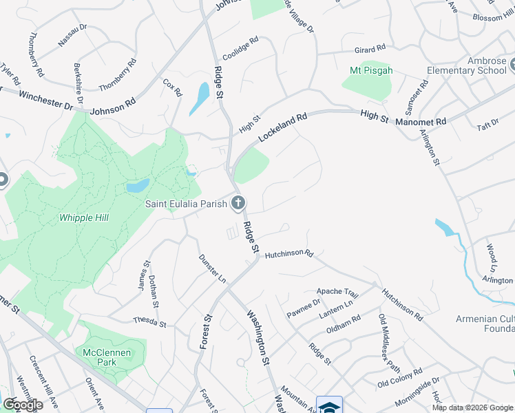 map of restaurants, bars, coffee shops, grocery stores, and more near 41 Mayflower Road in Winchester