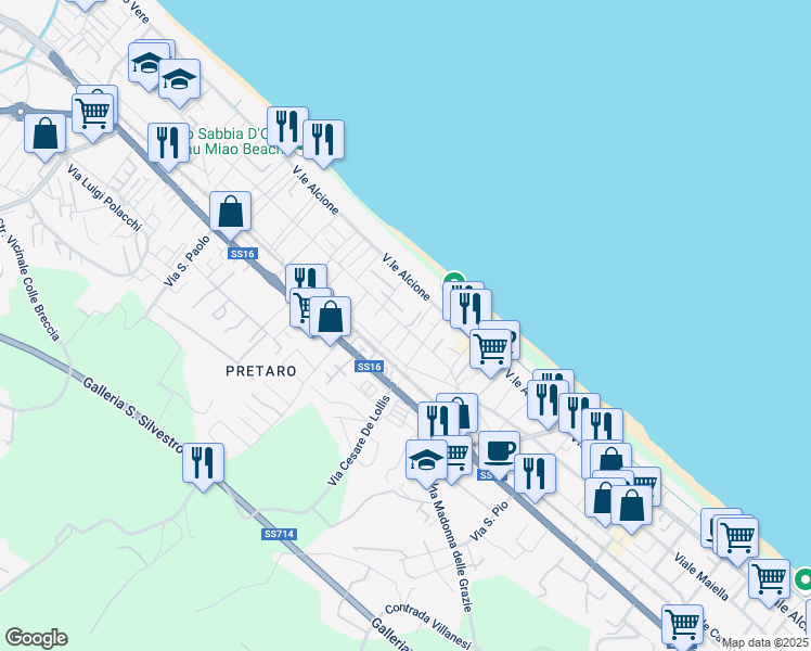 map of restaurants, bars, coffee shops, grocery stores, and more near 17 Viale Monte Sirente in Francavilla al Mare