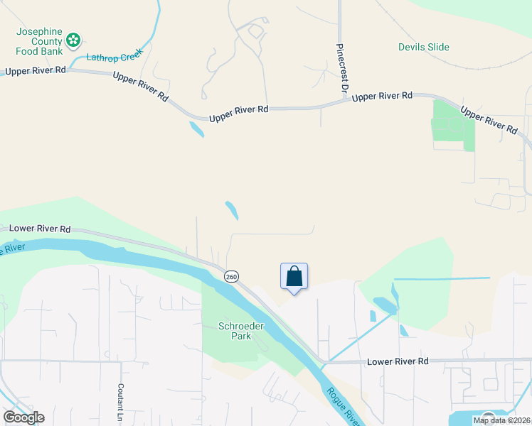 map of restaurants, bars, coffee shops, grocery stores, and more near 3290 Lower River Road in Grants Pass