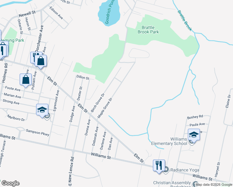 map of restaurants, bars, coffee shops, grocery stores, and more near 86 Maple Grove Dr in Pittsfield