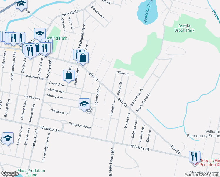 map of restaurants, bars, coffee shops, grocery stores, and more near 437 Elm Street in Pittsfield