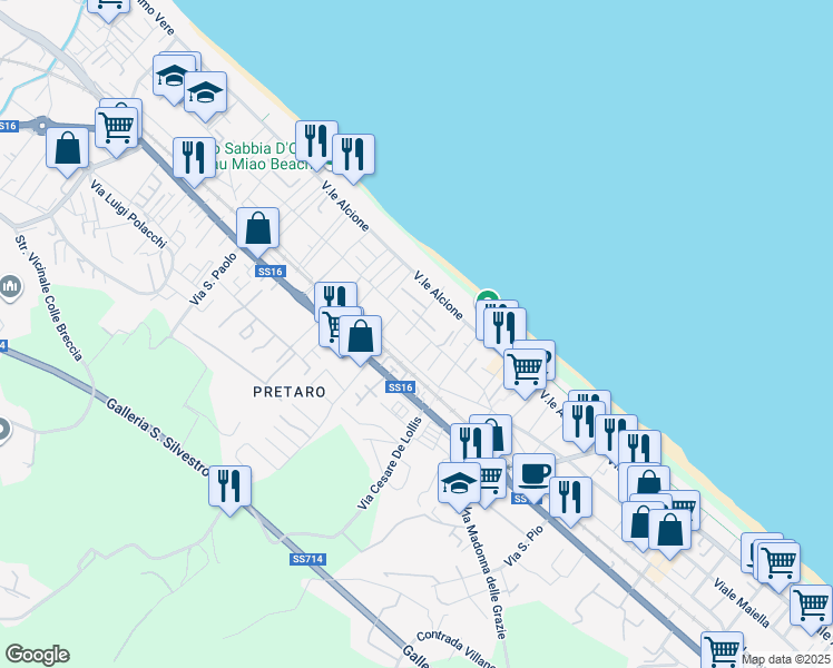 map of restaurants, bars, coffee shops, grocery stores, and more near 17 Viale Monte Sirente in Francavilla al Mare