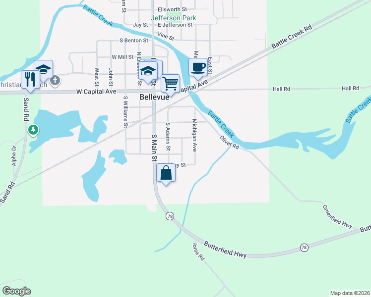 map of restaurants, bars, coffee shops, grocery stores, and more near 226 Sharkey Street in Bellevue