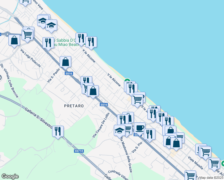map of restaurants, bars, coffee shops, grocery stores, and more near 17 Viale Monte Sirente in Francavilla al Mare