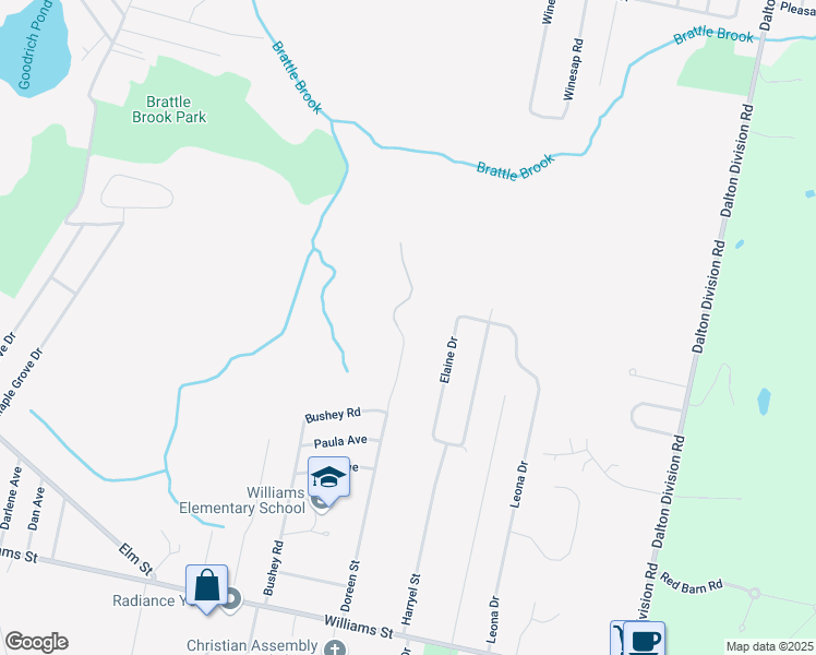 map of restaurants, bars, coffee shops, grocery stores, and more near 204 Doreen Street in Pittsfield