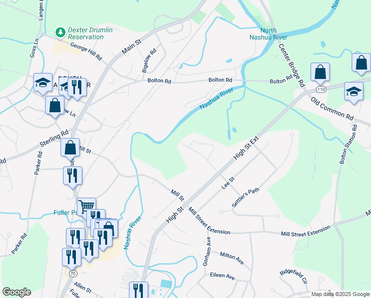 map of restaurants, bars, coffee shops, grocery stores, and more near 700 Blue Heron Drive in Lancaster