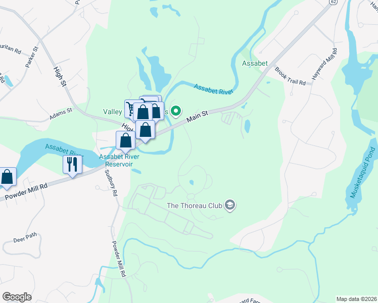 map of restaurants, bars, coffee shops, grocery stores, and more near 78 Forest Ridge Road in Concord
