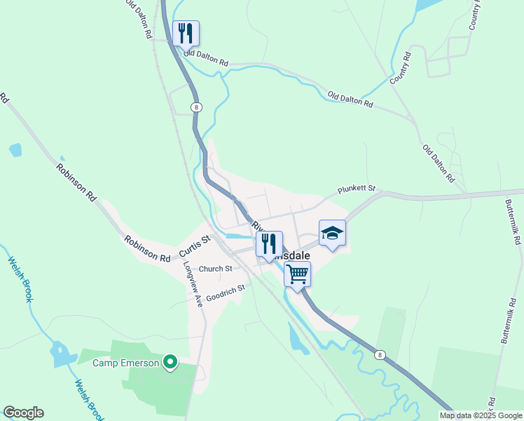 map of restaurants, bars, coffee shops, grocery stores, and more near 24 Bingham St in Hinsdale