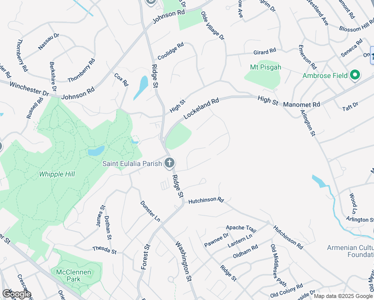 map of restaurants, bars, coffee shops, grocery stores, and more near 19 Plymouth Road in Winchester