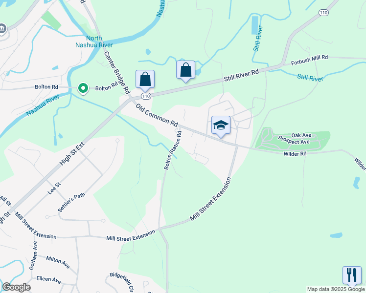 map of restaurants, bars, coffee shops, grocery stores, and more near 330 Bolton Station Road in Lancaster