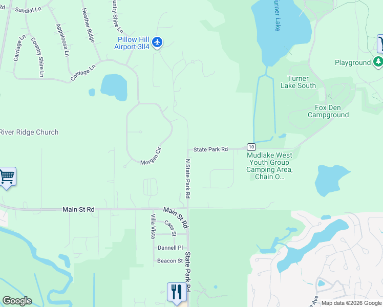 map of restaurants, bars, coffee shops, grocery stores, and more near 39747 North State Park Road in Spring Grove