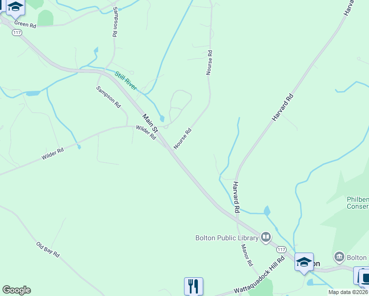 map of restaurants, bars, coffee shops, grocery stores, and more near 11 Nourse Road in Bolton