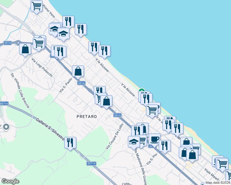 map of restaurants, bars, coffee shops, grocery stores, and more near 31 Viale Monte Sirente in Francavilla al Mare