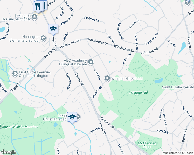 map of restaurants, bars, coffee shops, grocery stores, and more near 6 Locke Lane in Lexington