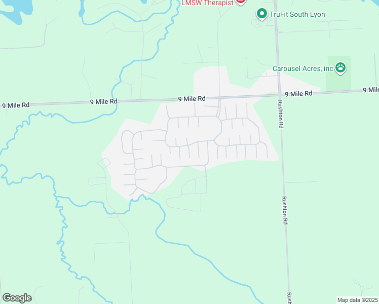 map of restaurants, bars, coffee shops, grocery stores, and more near 11207 Wildbrook Court in South Lyon