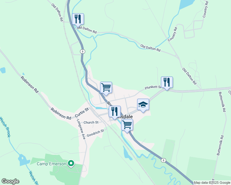 map of restaurants, bars, coffee shops, grocery stores, and more near 24 Bingham St in Hinsdale