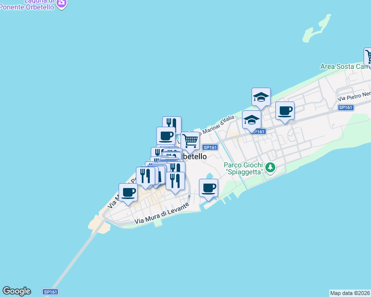 map of restaurants, bars, coffee shops, grocery stores, and more near in Province of Grosseto