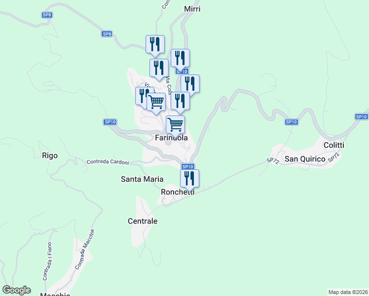 map of restaurants, bars, coffee shops, grocery stores, and more near 20 Via Farnese in Farindola