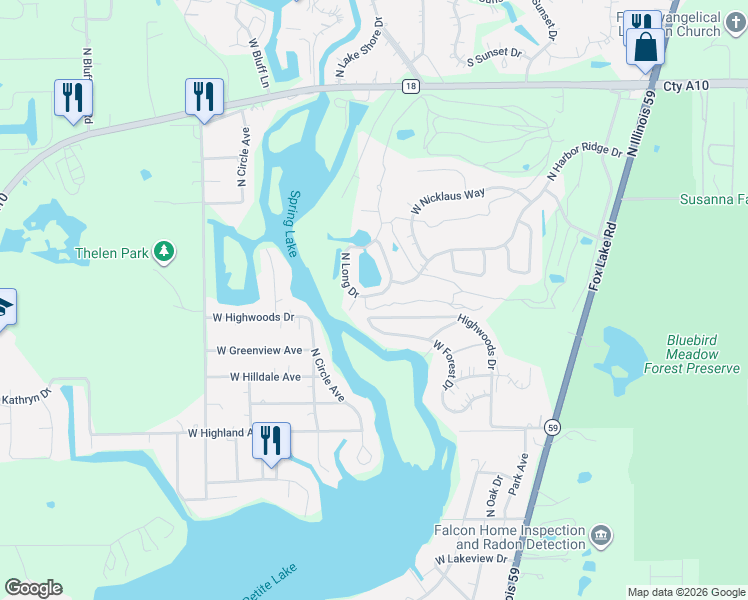map of restaurants, bars, coffee shops, grocery stores, and more near 39757 North Tee Side Court in Antioch