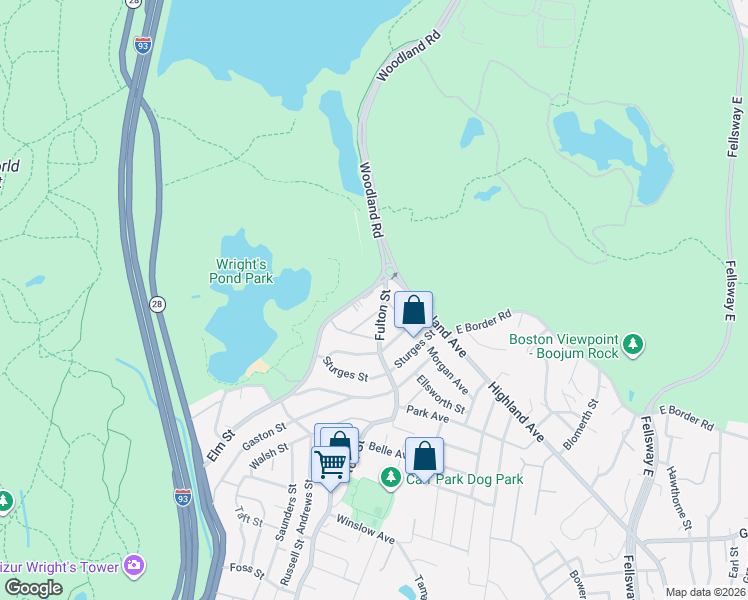 map of restaurants, bars, coffee shops, grocery stores, and more near 711 Fulton Street in Medford