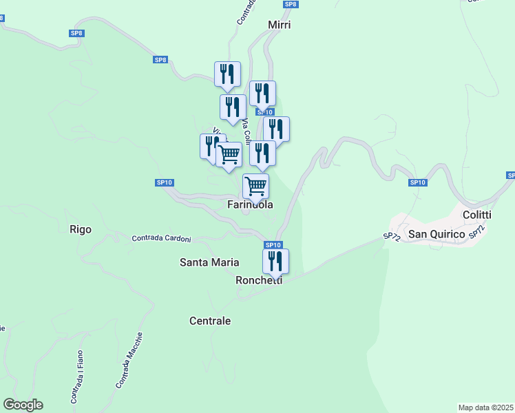 map of restaurants, bars, coffee shops, grocery stores, and more near 50 Via Guglielmo Marconi in Farindola