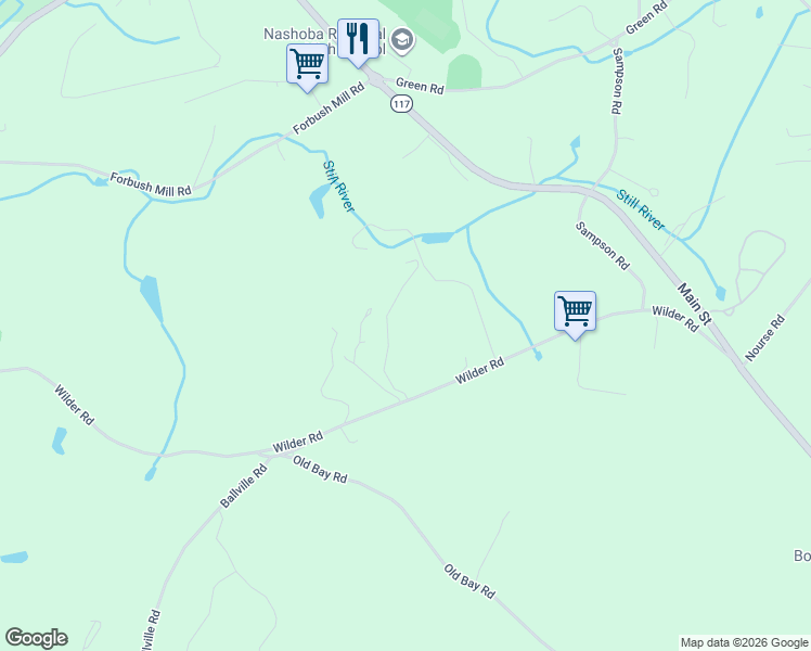 map of restaurants, bars, coffee shops, grocery stores, and more near 145 Wilder Road in Bolton