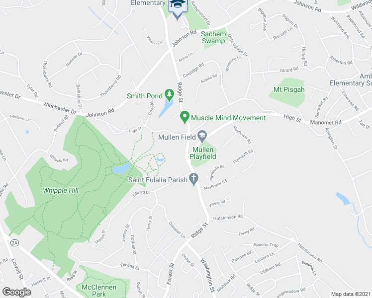 map of restaurants, bars, coffee shops, grocery stores, and more near 78 Ridge Street in Winchester