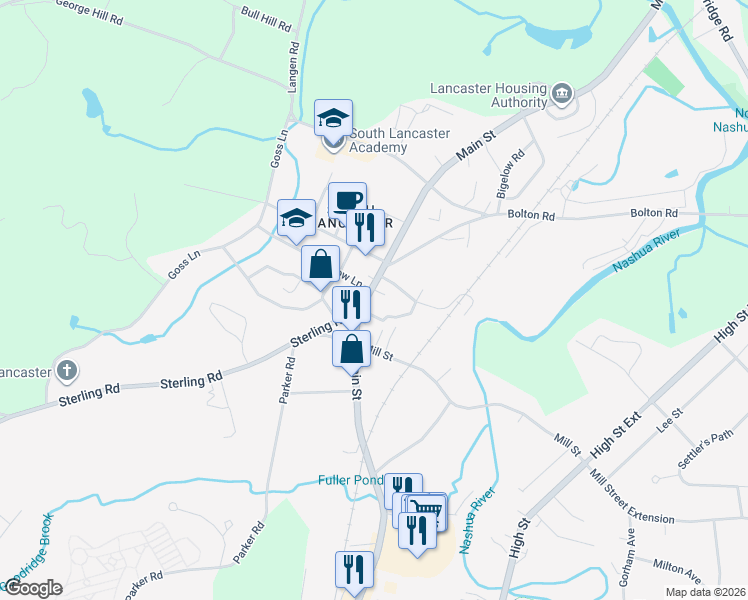 map of restaurants, bars, coffee shops, grocery stores, and more near in Lancaster