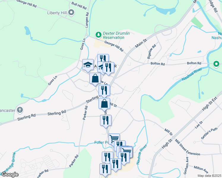 map of restaurants, bars, coffee shops, grocery stores, and more near in Lancaster