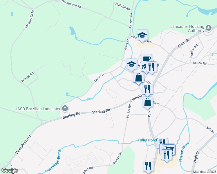 map of restaurants, bars, coffee shops, grocery stores, and more near 95 Sylvan Road in Lancaster