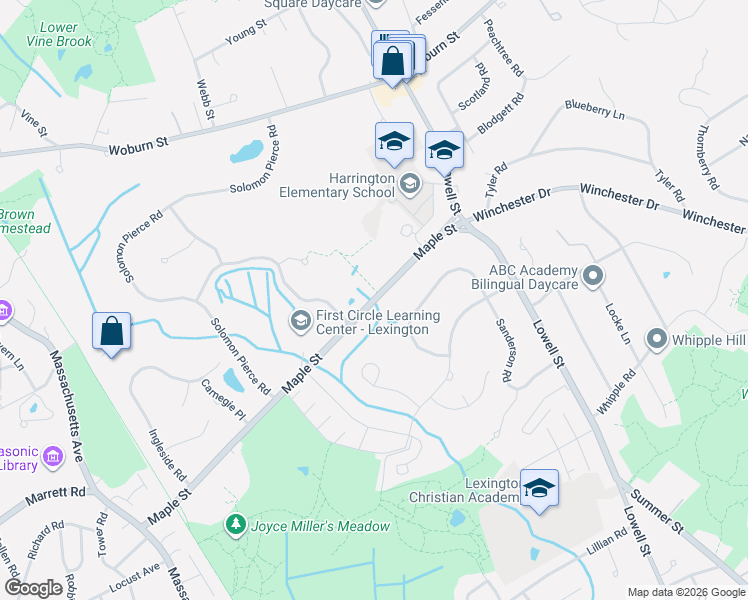 map of restaurants, bars, coffee shops, grocery stores, and more near 114 Maple Street in Lexington