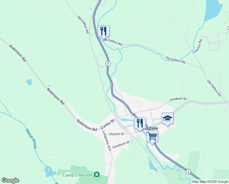 map of restaurants, bars, coffee shops, grocery stores, and more near 94 Holmes Rd in Hinsdale