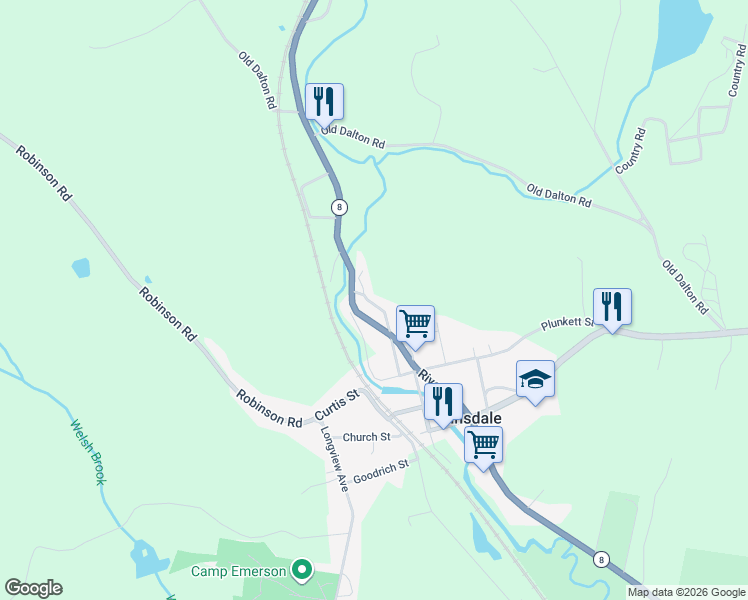 map of restaurants, bars, coffee shops, grocery stores, and more near 94 Holmes Rd in Hinsdale