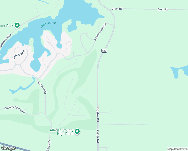 map of restaurants, bars, coffee shops, grocery stores, and more near 280 County Road 623 in Plainwell