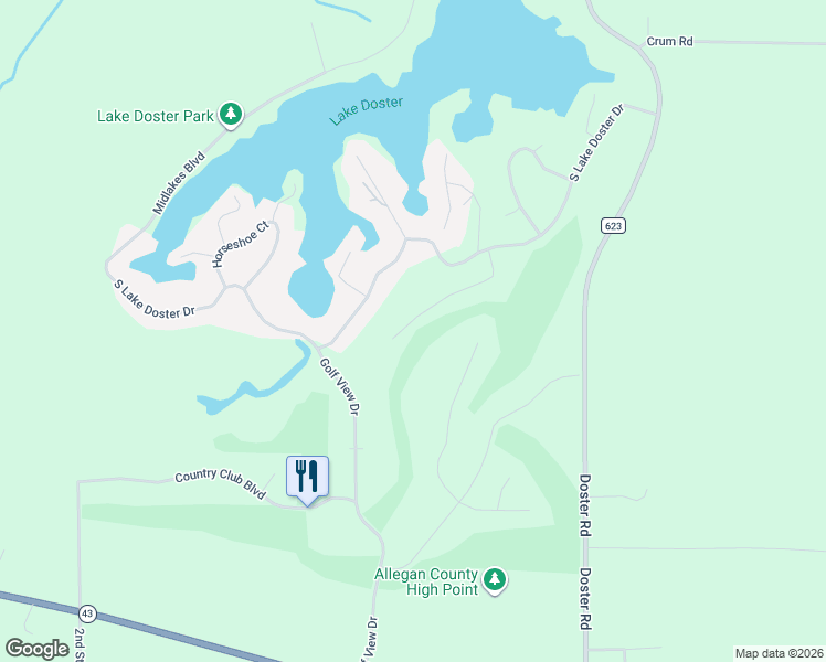 map of restaurants, bars, coffee shops, grocery stores, and more near 241 Markus Glen Drive in Plainwell