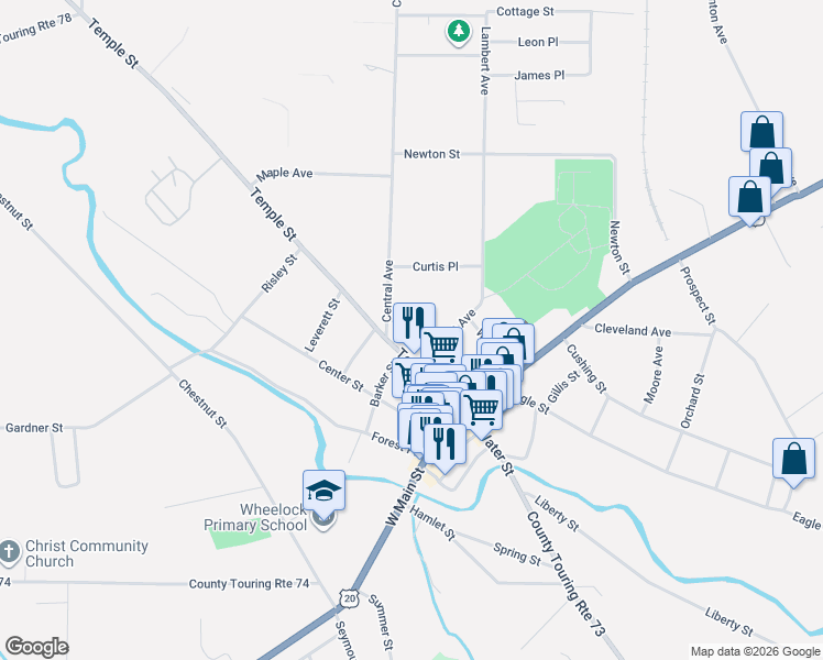 map of restaurants, bars, coffee shops, grocery stores, and more near 65 Day Street in Fredonia