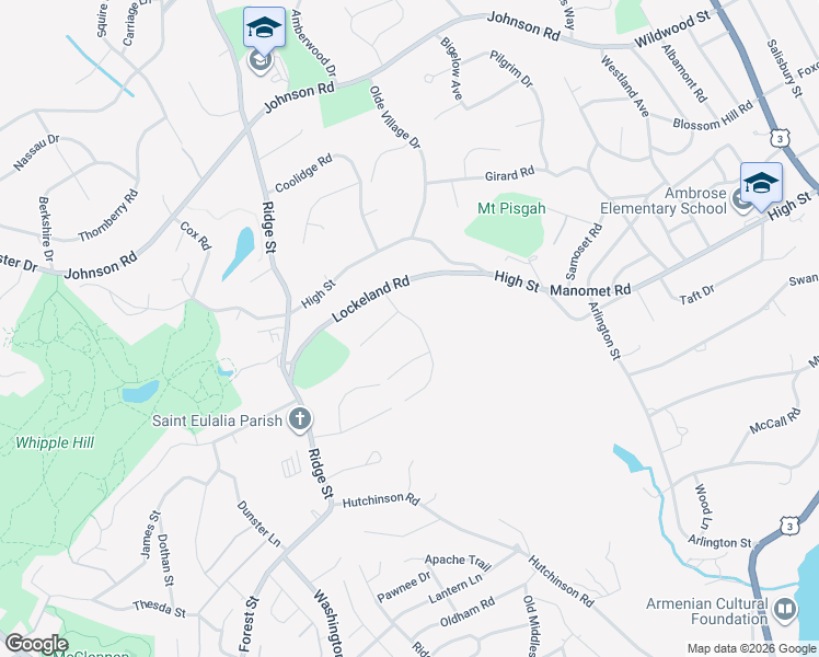 map of restaurants, bars, coffee shops, grocery stores, and more near 7 Mayflower Road in Winchester