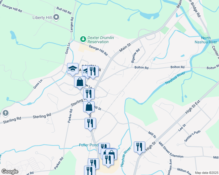 map of restaurants, bars, coffee shops, grocery stores, and more near 94 Bennett Lane in Lancaster
