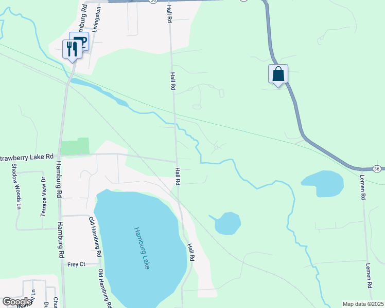 map of restaurants, bars, coffee shops, grocery stores, and more near 10941 Hall Road in Hamburg