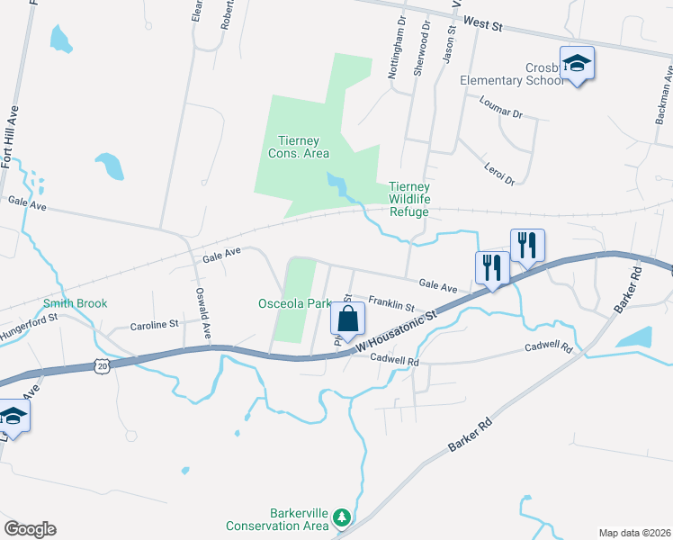 map of restaurants, bars, coffee shops, grocery stores, and more near 57 Plymouth St in Pittsfield